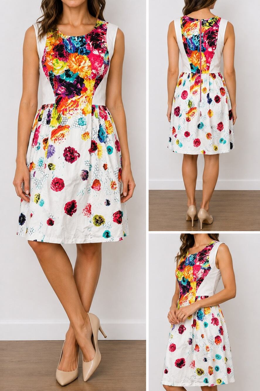 Prabal Gurung for Target Floral Crush Dress Size 4 Multicolor Fit Flare A-Line